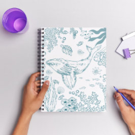 Caderno Espiral Vida Marinha Desenhada à Mão