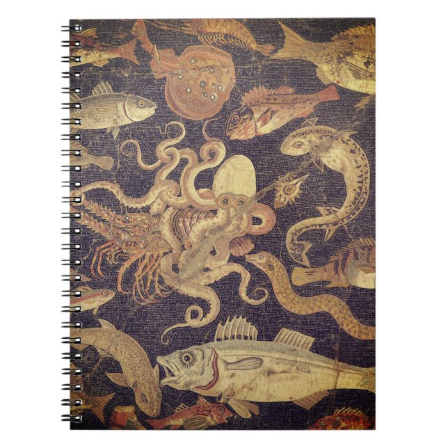 Caderno Espiral Vida marinha, mosaico de Pompéia (Frente)