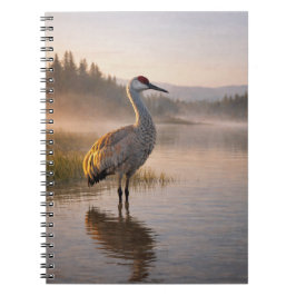 Caderno Espiral Vida Selvagem Grou-da-areia Cena Serena de Pântano