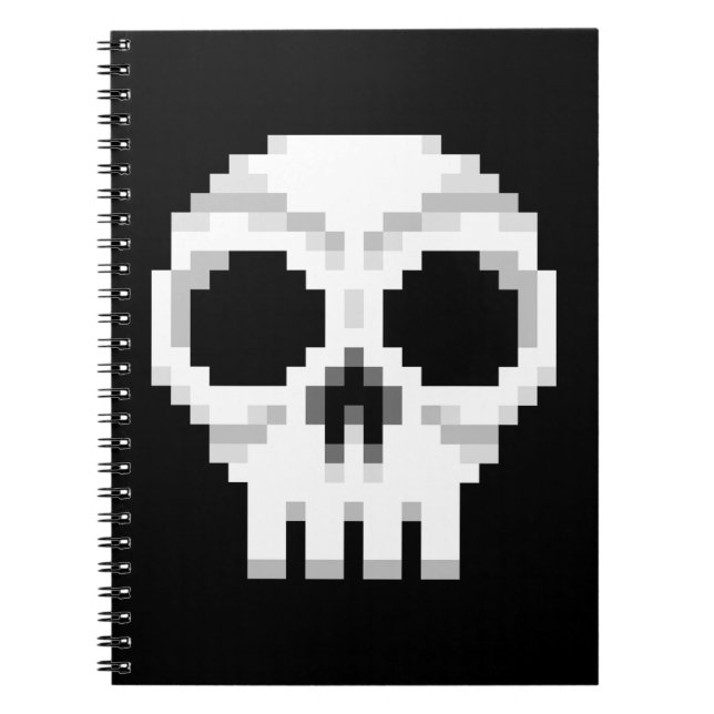 Caderno Espiral Videogame Death Skull - Pixel Art (Frente)