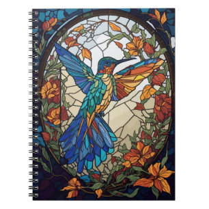 Caderno Espiral Vidro Colorido, Hummingbird Artístico