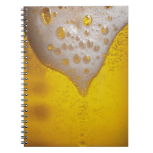 Caderno Espiral Vidro de cerveja com bolhas e espuma