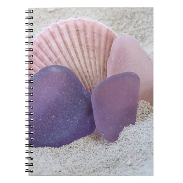Caderno Espiral Vidro do mar rosa e roxo - notebook (Frente)