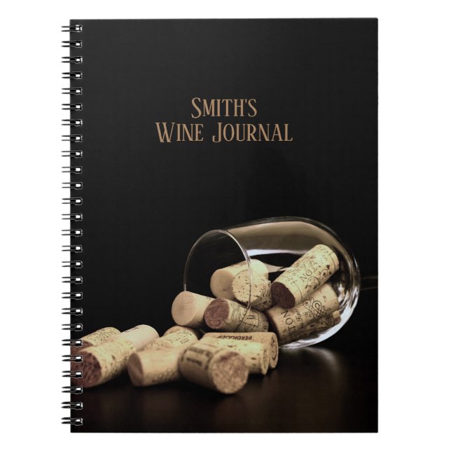 Caderno Espiral Vidro e rolha/Diário de vinho personalizado (Frente)