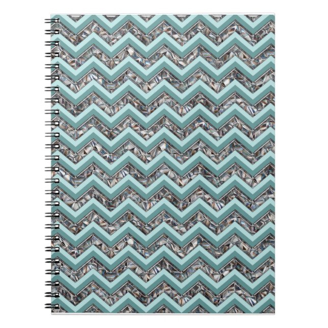 Caderno Espiral Vidro Escuro e Zigzag Teal (Frente)