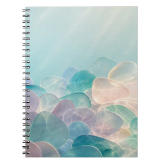 Caderno Espiral Vidro Marinho Pastel Água Estética Costeira Espira