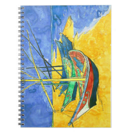 Caderno Espiral Vincent van Gogh Boats em Saintes-Marie watercol