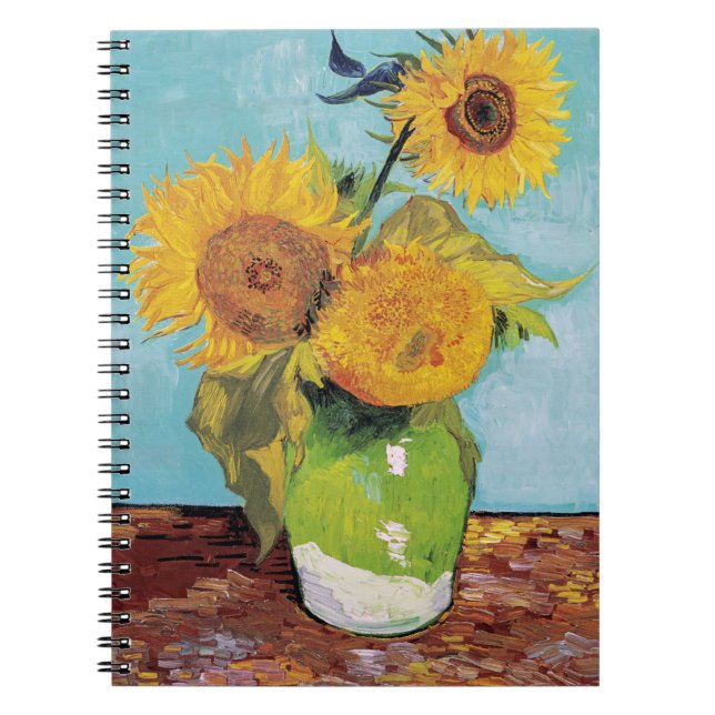 Caderno Espiral Vincent Van Gogh - Três girassóis em um vaso (Frente)