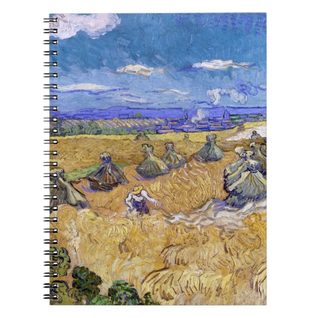 Caderno Espiral Vincent van Gogh - Wheat Stacks with Reapers (Frente)
