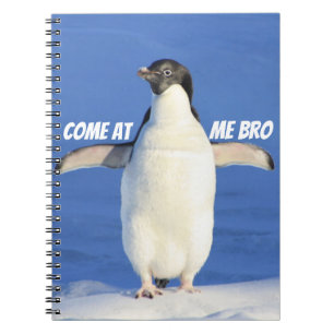 Caderno Espiral Vindo em mim pinguim engraçado de Bro Meme