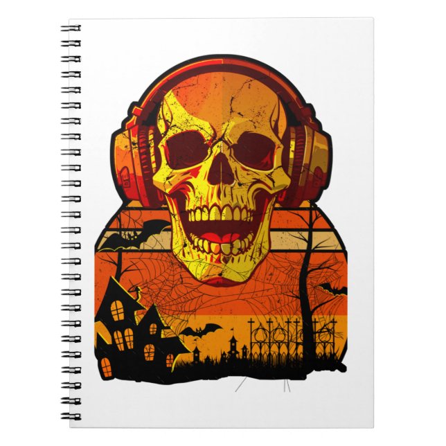 Caderno Espiral Vinheta Crônica de Hallowen Retro (Frente)