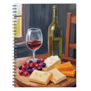 Caderno Espiral Vinho & Queijo Pintura a Óleo Charcuterie
