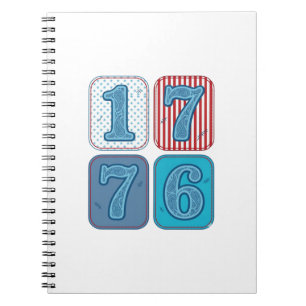 Caderno Espiral Vintage 1776 Remendo Patriótico