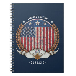Caderno Espiral Vintage 1974 American Flag