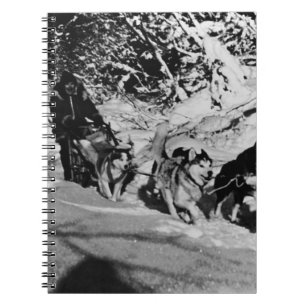 Caderno Espiral Vintage Alaska eskimo Malamute, corridas de trenó
