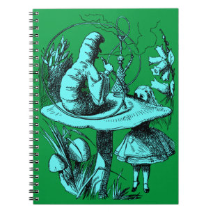 Caderno Espiral Vintage Alice no centípede do país das maravilha