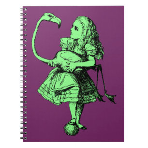 Caderno Espiral Vintage Alice no flamingo do país das maravilhas