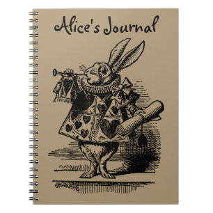 Caderno Espiral Vintage Alice no País das Maravilhas Coelho Branco