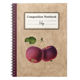 Caderno Espiral Vintage Apple em uma composição personalizada de g
