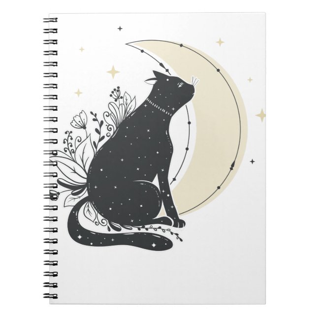 Caderno Espiral Vintage Art Moon Cat (Frente)