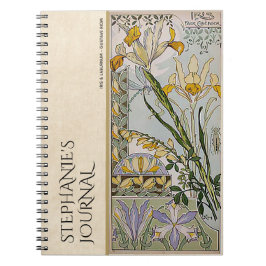 Caderno Espiral Vintage Art Nouveau Diário Botânico Floral