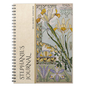 Caderno Espiral Vintage Art Nouveau Diário Botânico Floral
