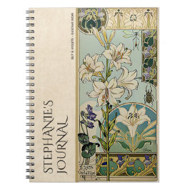 Caderno Espiral Vintage Art Nouveau Diário Botânico Floral