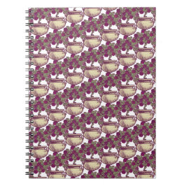 Caderno Espiral Vintage Art Nouveau rosa maroon