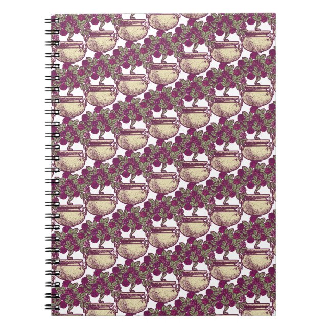 Caderno Espiral Vintage Art Nouveau rosa maroon (Frente)