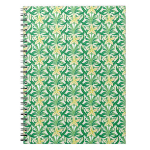 Caderno Espiral Vintage Art Nouveau snowdrop padrão floral