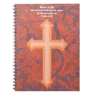 Caderno Espiral Vintage Art Orange Cross Faith Prayer Diário