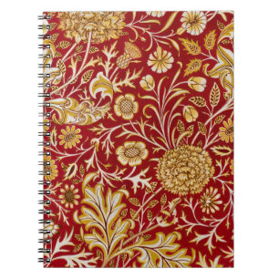 Caderno Espiral Vintage Arte Floral Vermelha Cherwell de William M
