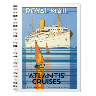 CADERNO ESPIRAL VINTAGE ATLANTIS OCEAN LINER VIAGEM