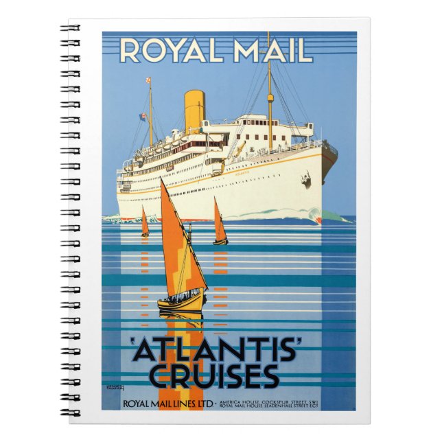 CADERNO ESPIRAL VINTAGE ATLANTIS OCEAN LINER VIAGEM (Frente)