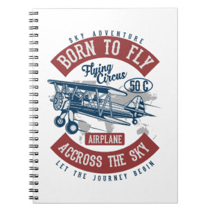 Caderno Espiral Vintage Aviation Airplane Color