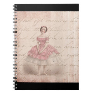 Caderno Espiral Vintage Ballerina Girl in a Pink Tutu