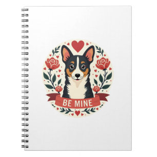 Caderno Espiral Vintage Be Mine Corgi Dia dos Namorados Floral Fol