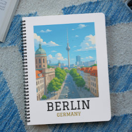 Caderno Espiral Vintage Berlin Skyline TV Tower Skyline View