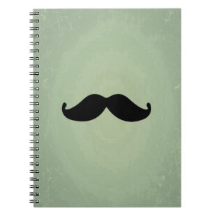 Caderno Espiral Vintage - Bigode Preto Em Verde Shabby