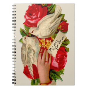 Caderno Espiral Vintage Birds Victorian Love Dove Classic Art
