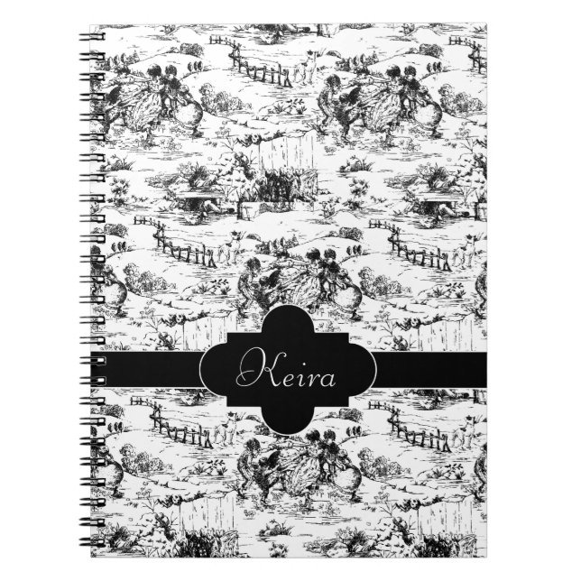 Caderno Espiral Vintage Black and White Country Toile (Frente)
