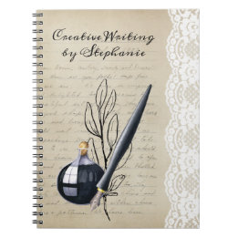 Caderno Espiral Vintage Black Inkwell and Nib Caneta