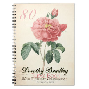 Caderno Espiral Vintage Blooming Rosa 80 de aniversário