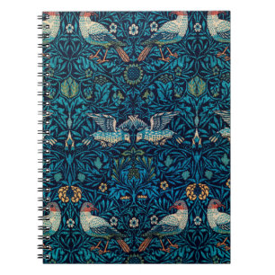 Caderno Espiral Vintage Blue Bird, por William Morris