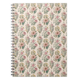 Caderno Espiral Vintage Blush Anemone Floral Notebook