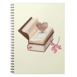 Caderno Espiral Vintage Book Aesthetic with Heart Map & Botanical