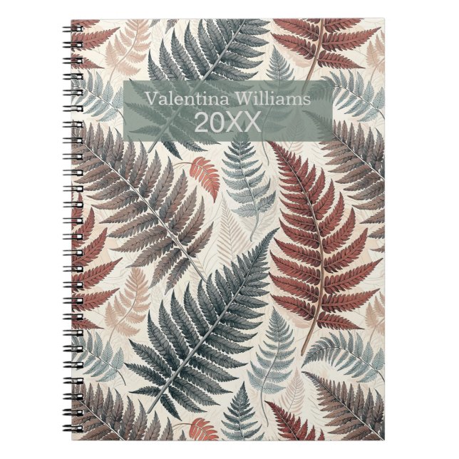 Caderno Espiral Vintage Botanical Fern Monogram (Frente)