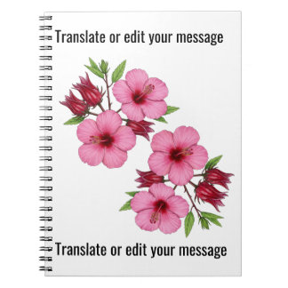 Caderno Espiral Vintage Botanical Hibiscus Flower Roselle Floral A