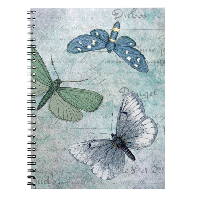 Caderno Espiral Vintage Butterflies French Grunge (Frente)