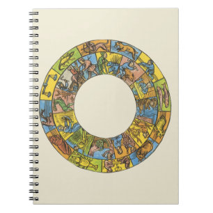 Caderno Espiral Vintage Celestial, Roda Zodiac Astrológica